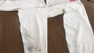 学校の授業でアクリル絵の具がお洋服に付いてしまった時には筆洗液は使わない様に致しましょう