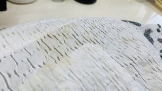 食べこぼしや飲みこぼしがお洋服に付いてその時には見えなくても後から浮き出てくる事があります
